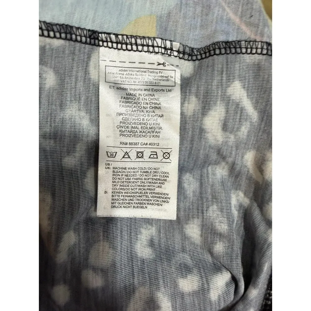 Adidas x FARM Rio Tropical Palm Leaf Print T-Shirt Dress Womens Blue - Size M - Picture 8 of 9